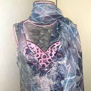 🥂Unlisted Brand White/Gray/Blue multi Lace Dress- Size Small